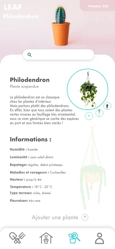 Page plantes suspendu X